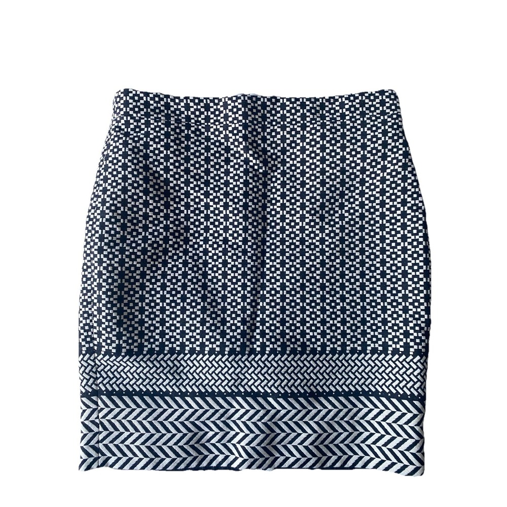 J.Crew Women's Sz 6 Geometric Tweed Mini Skirt in Black & White Preppy